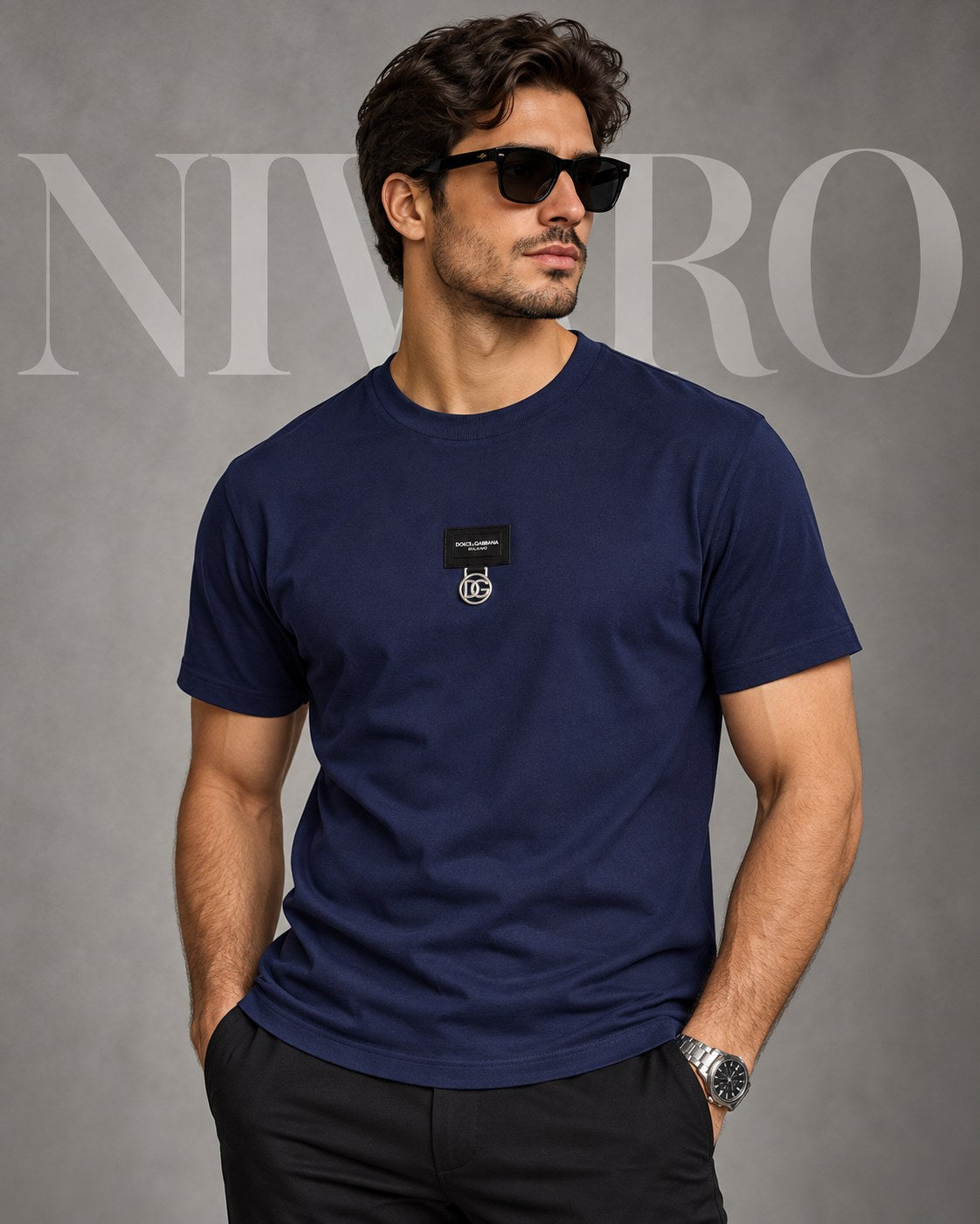 Remera Dolce & Gabbana Navy Plate