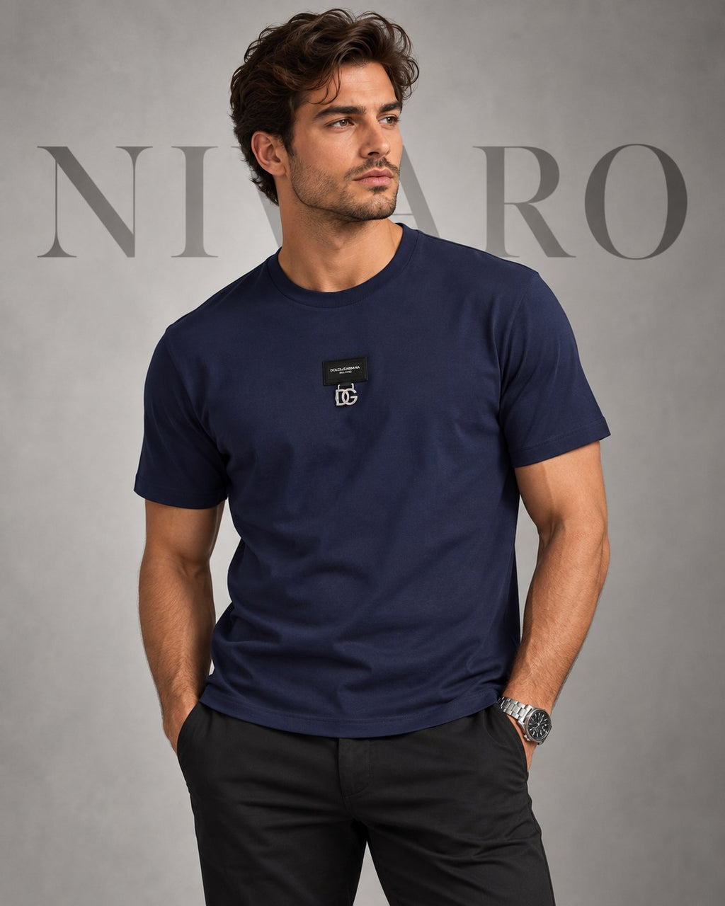 Remera Dolce & Gabbana Navy Plate