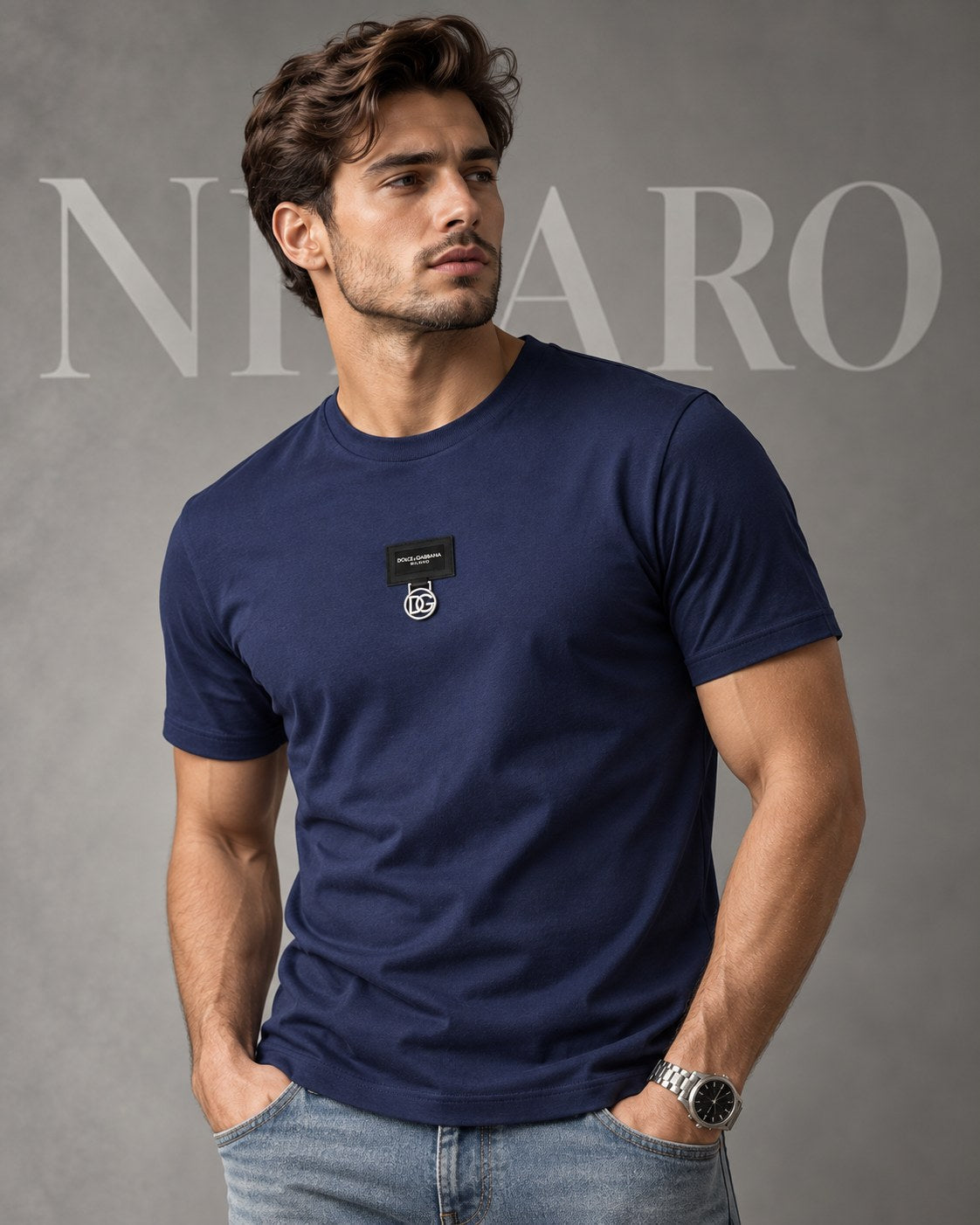 Remera Dolce & Gabbana Navy Plate