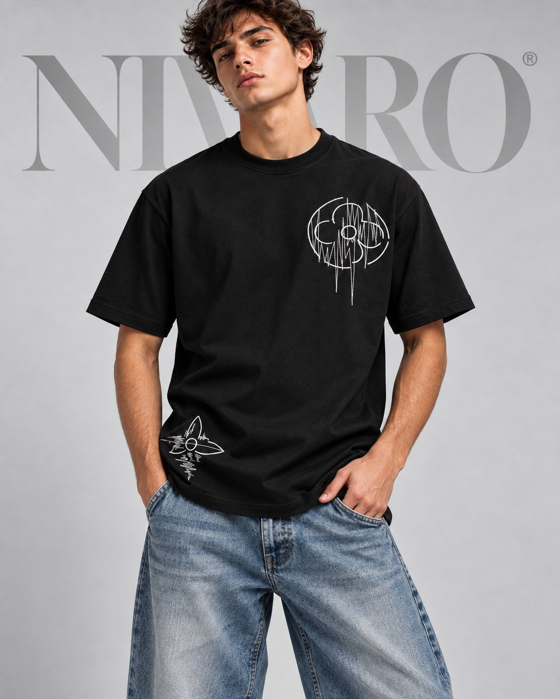 Remera Louis Vuitton Black Flowers