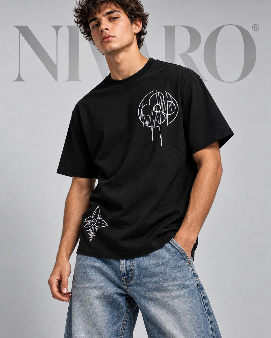 Remera Louis Vuitton Black Flowers