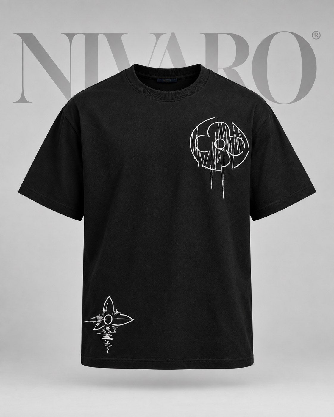 Remera Louis Vuitton Black Flowers